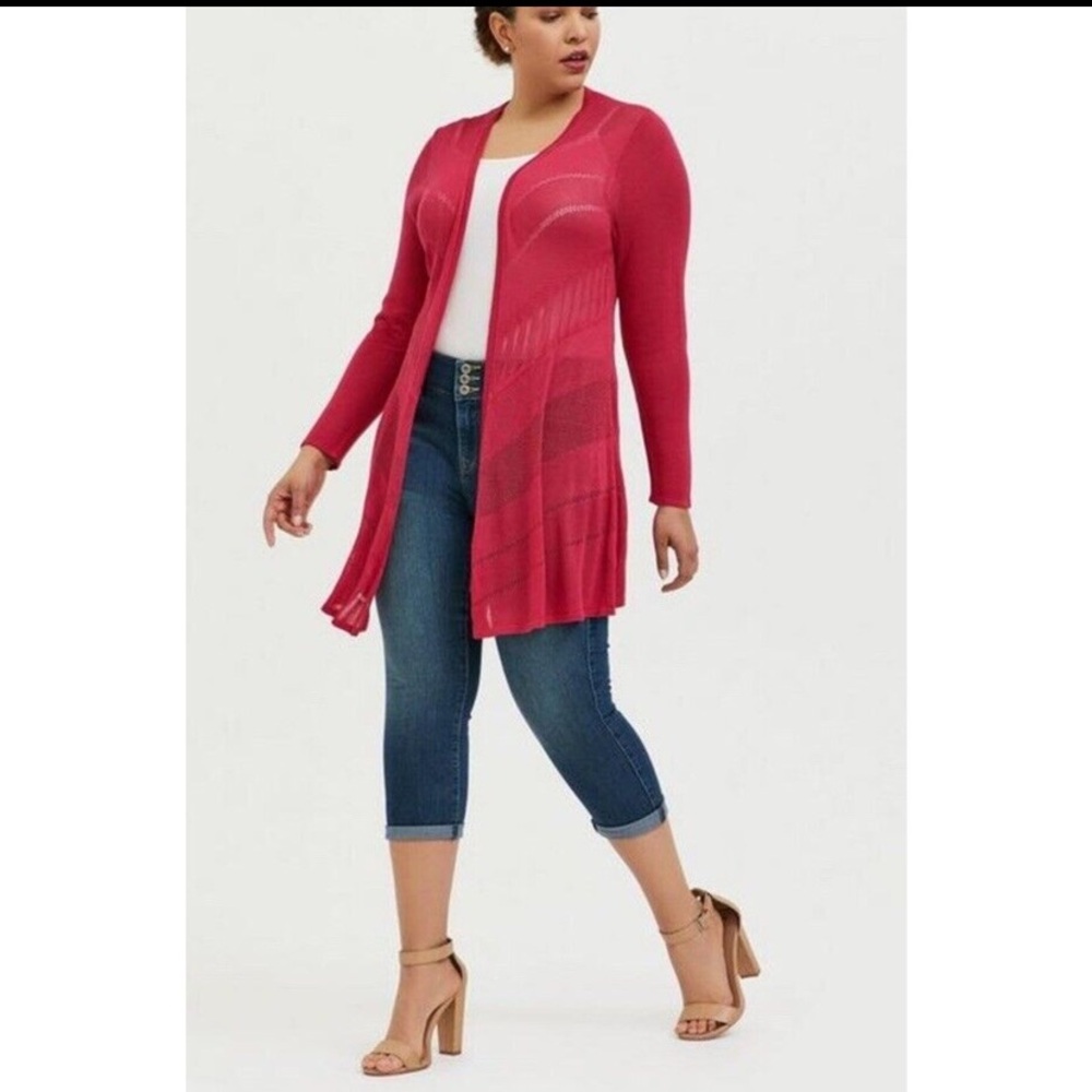 Torrid Pink Passion Long Pointelle Cardigan Size 1X